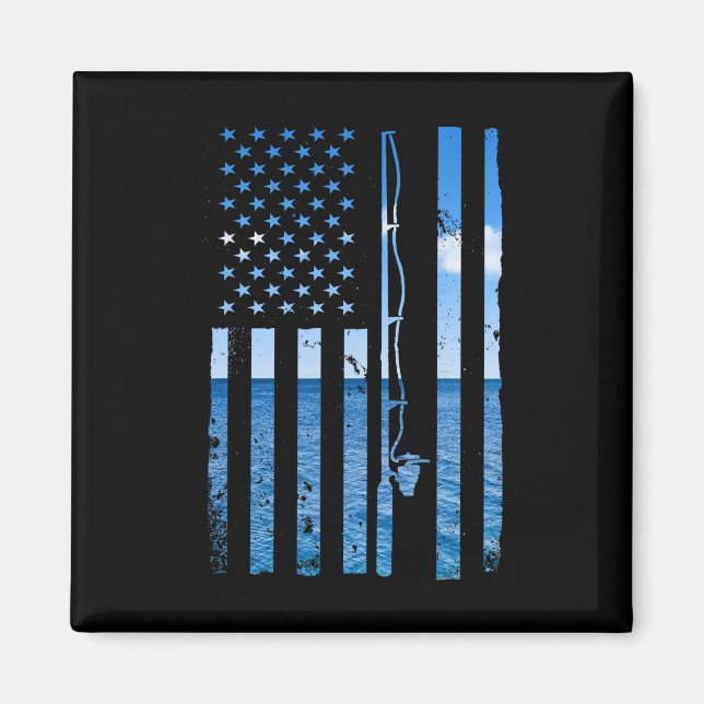 American Flag Fisherman Funny B Fishin Magnet (Vorne)