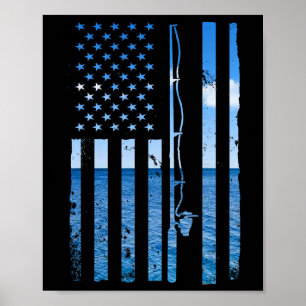 American Flag Fisherman Funny B Fishin Poster