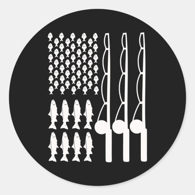 American flag fishing design for men women runder aufkleber (Vorderseite)