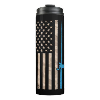 American Flag Fishing Gift Vintage Fishing Rode Pa Thermosbecher