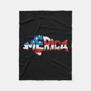 American Flag Fishing Lovers Fisherman Funny Fishi Fleecedecke