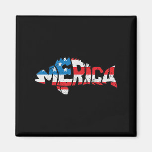 American Flag Fishing Lovers Fisherman Funny Fishi Magnet