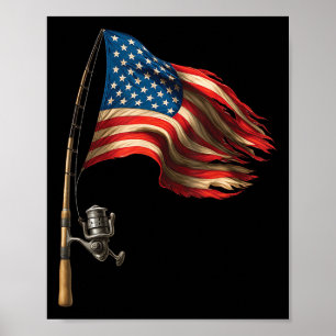 American Flag Fishing Lovers Fisherman Funny Fishi Poster