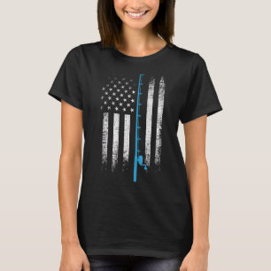 American Flag Fishing Pole River Fishing Fish T-Shirt