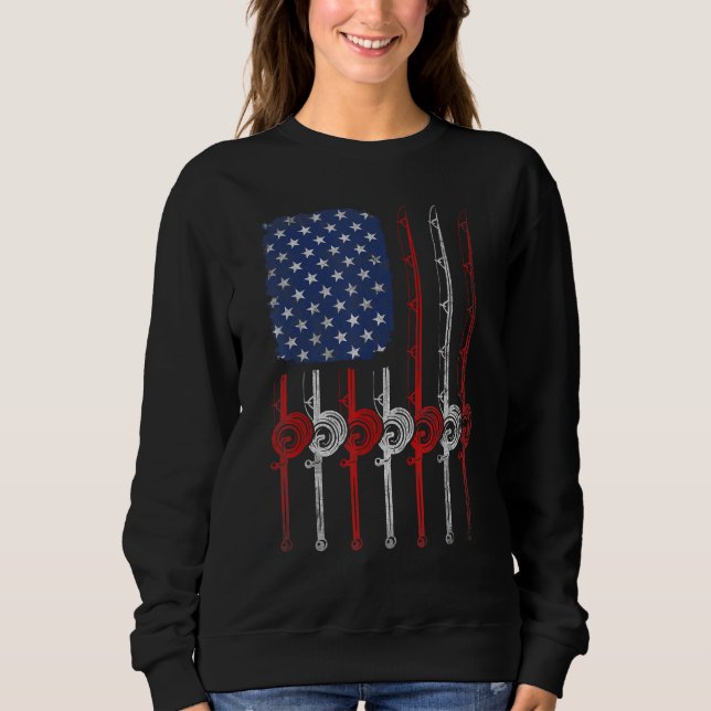 American Flag Fishing Rod For Fishing Lovers Sweatshirt (Vorderseite)