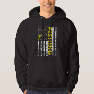 American Flag Fishing Rod Usa Patriotic Hoodie