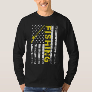American Flag Fishing Rod Usa Patriotic T-Shirt