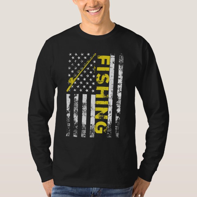 American Flag Fishing Rod Usa Patriotic T-Shirt (Vorderseite)