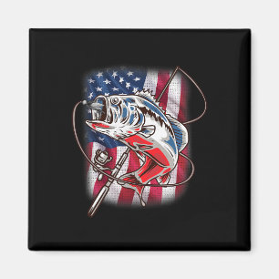 American Flag Fishing Shirt Vintag Usa B Fisherma Magnet