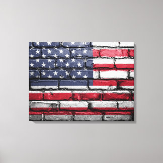 American Flag, Flag on Bricks Canvas Print Leinwanddruck