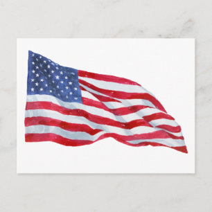 American Flag Flag Watercolor Postkarte