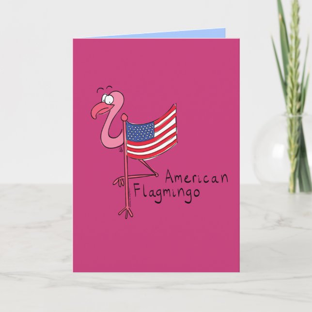 American Flag Flamingo Funny Grußkarte Karte (Vorderseite)