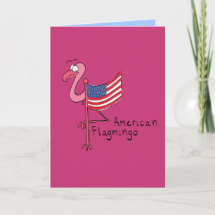 American Flag Flamingo Funny Grußkarte Karte