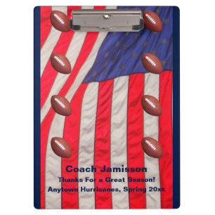 American Flag, Football Coach Danke, Name, Klemmbrett