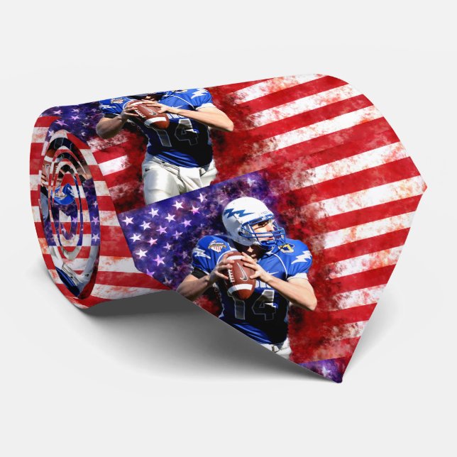 American Flag Football Patriotic Neck Tie Krawatte (Gerollt)