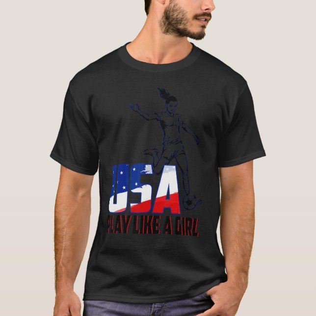 American Flag Football Team Game Goal Score Play L T-Shirt (Vorderseite)