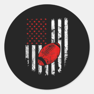 American Flag Football USA Patriotic Sport Lover C Runder Aufkleber