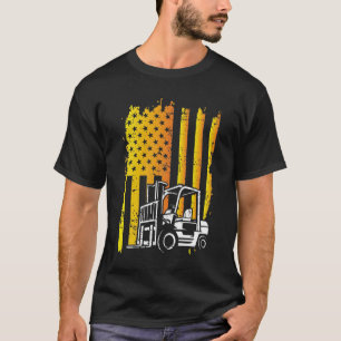 American Flag Forklift Operator T-Shirt