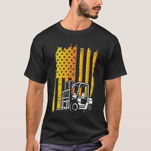 American Flag Forklift Operator T-Shirt (Vorderseite)