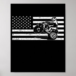 American Flag Four Wheeler Quad Men ATV Riding Poster