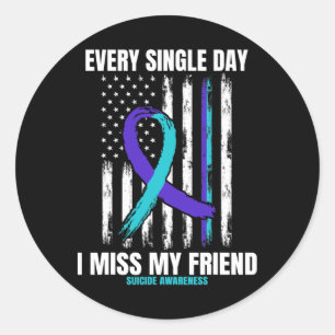 American Flag: Friends Suicide Awareness Preventio Runder Aufkleber