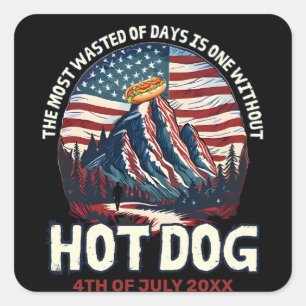 American Flag Funny 4. Juli Hot Dog Quadratischer Aufkleber