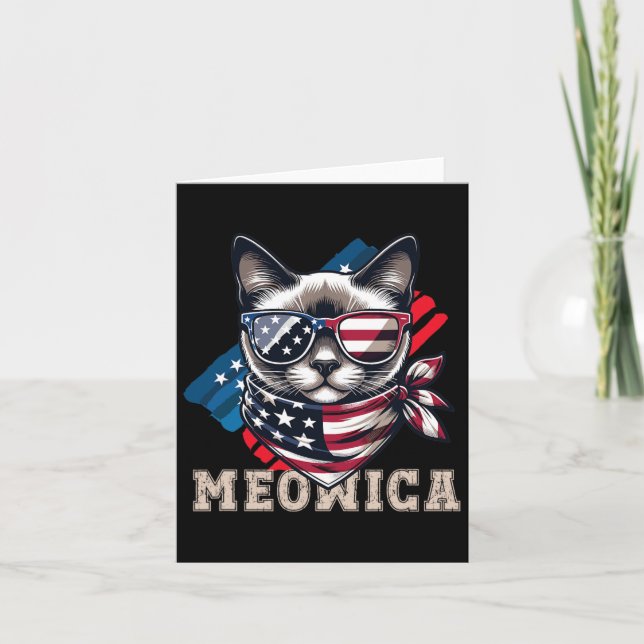 American Flag Funny Cam Meme Patriotic Meowica Usa Karte (Vorderseite)