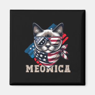 American Flag Funny Cam Meme Patriotic Meowica Usa Magnet