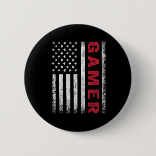 American Flag Funny Gamer Gift Video Games Boys Me Button