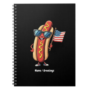 American Flag Funny Hotdog Sonnenbrille 4. Juli Notizblock