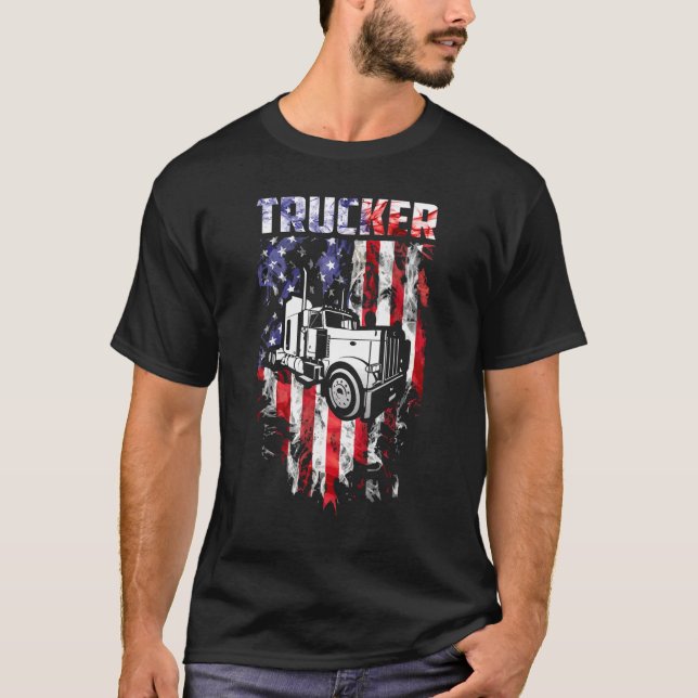 American Flag für Lkw-Fahrer T-Shirt (Vorderseite)