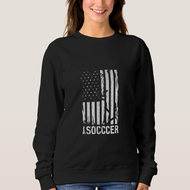 American Flag Fußball Rustikal Beunruhigt Patrioti Sweatshirt (Vorderseite)