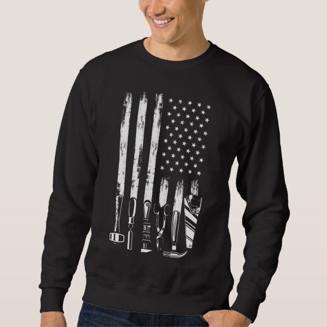 American Flag Garage Tools Proud Carpenter USA Sweatshirt (Vorderseite)