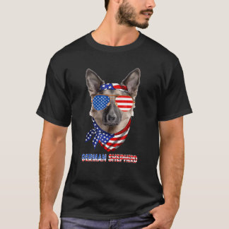 American Flag German Shepherd Dog T-Shirt