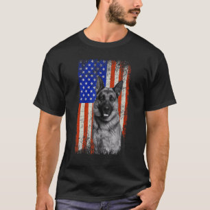 American Flag German Shepherd Dog Vater Mama Welpe T-Shirt
