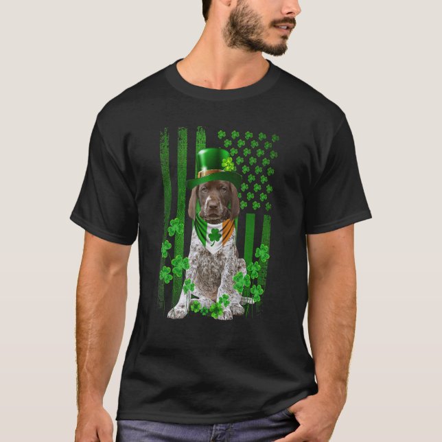American Flag GermanShorthaired Pointer Dog Hat IR T-Shirt (Vorderseite)