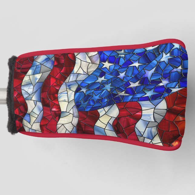 American Flag gesteinigtes Glas Golf Putter Kopf A Golf Headcover (Vorderseite)