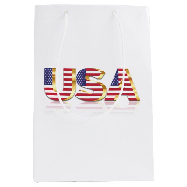 American Flag Gift Bag USA Patriotic Mittlere Geschenktüte (Vorderseite)