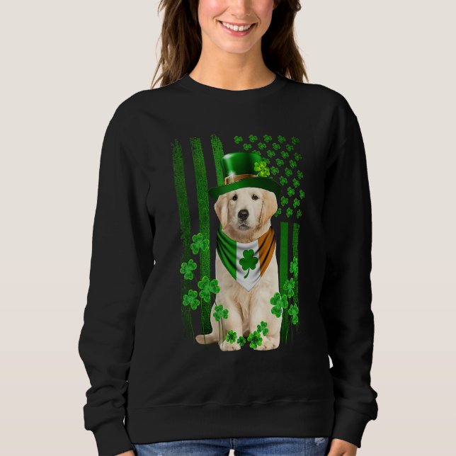 American Flag Golden Retriever Dog Hat Irish St Pa Sweatshirt (Vorderseite)