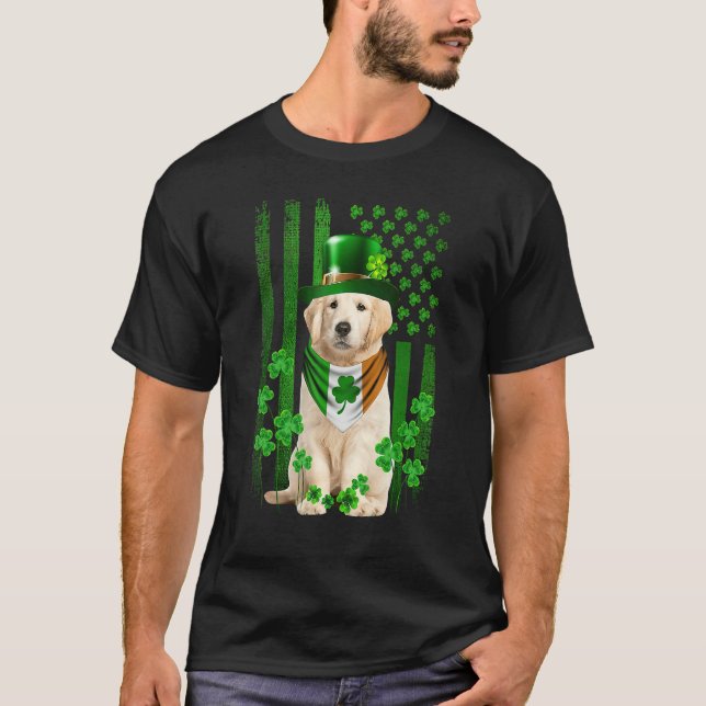 American Flag Golden Retriever Dog Hat Irish St Pa T-Shirt (Vorderseite)