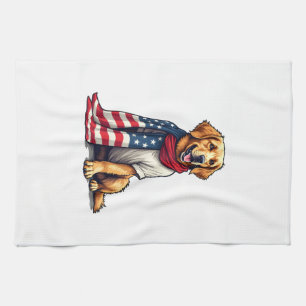 American Flag Golden Retriever Gravierter Hundelie Geschirrtuch