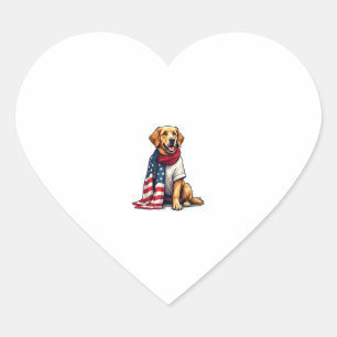 American Flag Golden Retriever Gravierter Hundelie Herz-Aufkleber