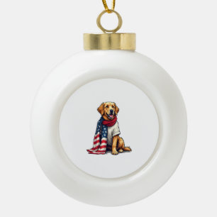 American Flag Golden Retriever gravierter Hundelie Keramik Kugel-Ornament