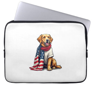 American Flag Golden Retriever gravierter Hundelie Laptopschutzhülle