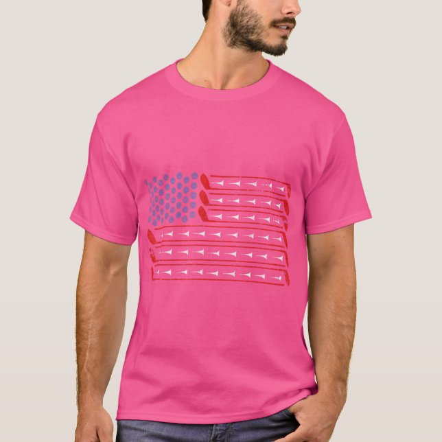 American Flag Golf Funny Golf Club Sportgeschenk T-Shirt (Vorderseite)