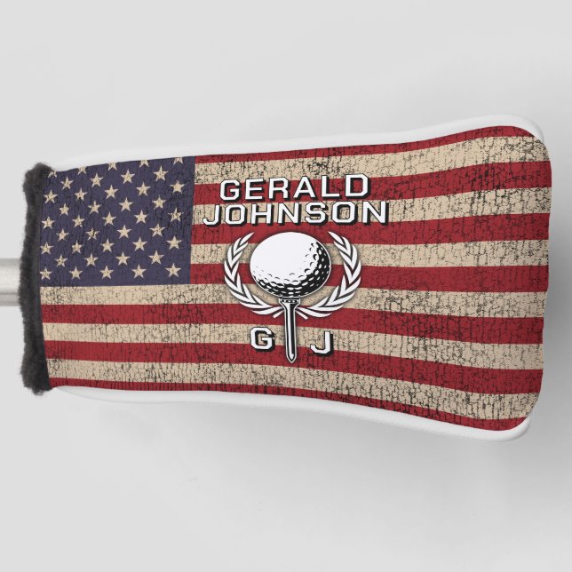 American Flag Golf Monogram Design Golf Headcover (Vorderseite)