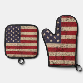 American Flag Golf Monogram Design Ofenhandschuh & Topflappen-Set