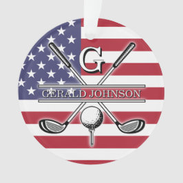 American Flag Golf Monogram Design Ornament