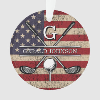American Flag Golf Monogram Design Ornament