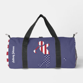 American Flag Golf Player - Personalisiert Blue Duffle Bag